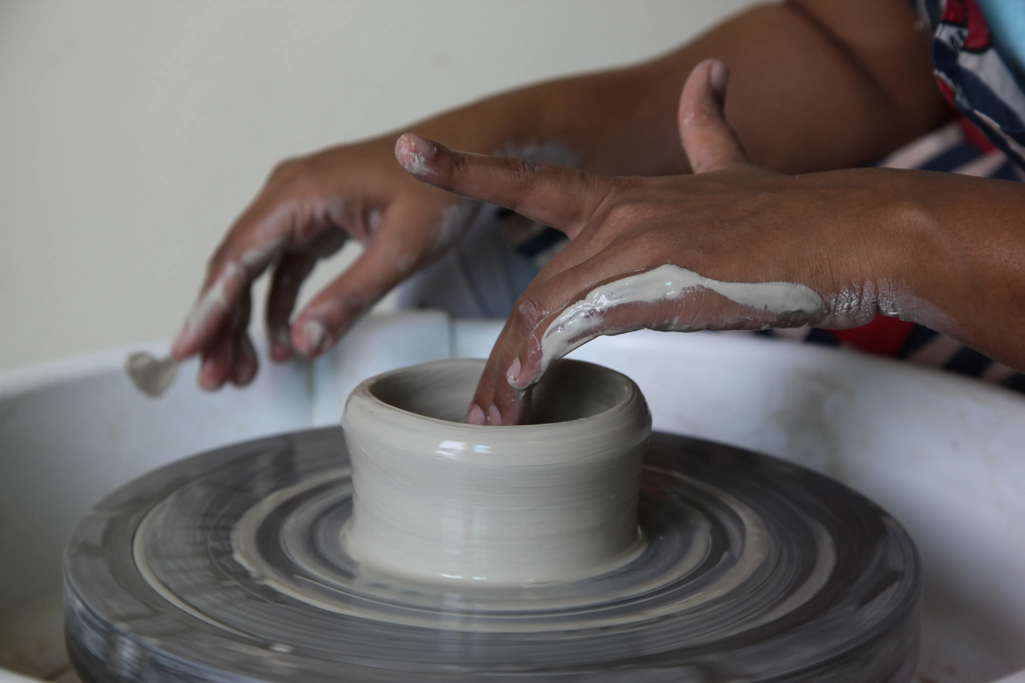 Handmade pottery on a table
